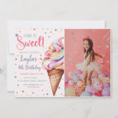 Invitation Four is Sweet Ice Cream 4th Birthday Photo (Devant)