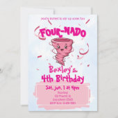 Invitation Four-Nado Pink Tornado 4th Birthday (Devant)