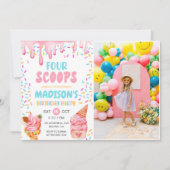 Invitation Four Scoops Girls Ice Cream 4e anniversaire (Devant)