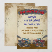 Invitation Four Wheelin' Fun Monster Truck Birthday (Devant / Derrière)