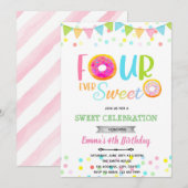 Invitation FOURever doux anniversaire donut  (Devant / Derrière)