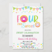 Invitation FOURever doux gâteau d'anniversaire donut (Devant)