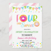 Invitation FOURever doux gâteau d'anniversaire donut  (Devant / Derrière)