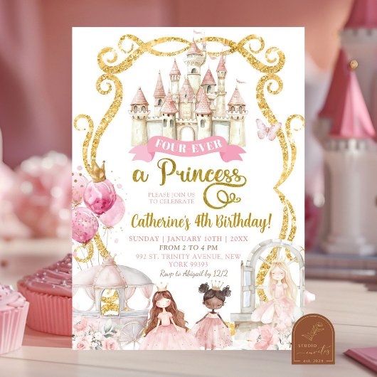 Invitation Fourever une Princesse Anniversaire