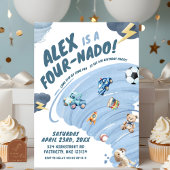 Invitation Fournado Boy Tornado Storm Quatrième fête d'annive