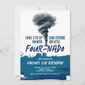 Invitation Fournado Twister Tornado Blue Grunge Anniversaire (Devant)