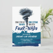 Invitation Fournado Twister Tornado Blue Grunge Anniversaire (Debout devant)
