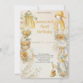 Invitation Fournitures bébé aquarelle jaune Premier Anniversa (Devant)