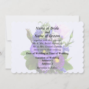 Invitation Fournitures de bouquet violet avec lys et delphini