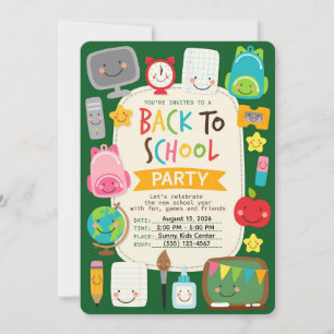 Invitation Fournitures de classe Kawaii de rentrée scolaire m
