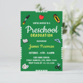 Invitation Fournitures de l'école verte mignonne maternelle (Debout devant)