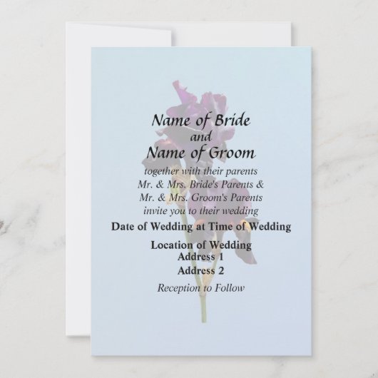 Invitation Fournitures de mariage Deux Iris Violet Foncé (Devant)