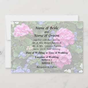 Invitation Fournitures de mariage Géraniums et Pervenche