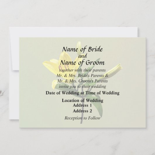 Invitation Fournitures de mariage One Yellow Lily (Devant)