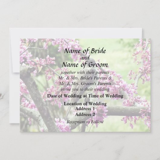 Invitation Fournitures de mariage Phoebe dans un arbre Redbud (Devant)