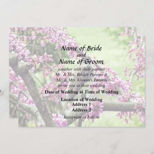 Invitation Fournitures de mariage Phoebe dans un arbre Redbud (Devant / Derrière)