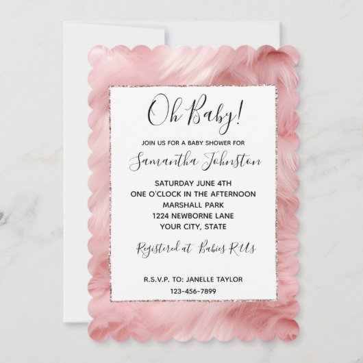 Invitation Fourrure Animale Rose Filleul (Devant)