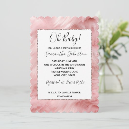 Invitation Fourrure d'animal rose (Debout devant)