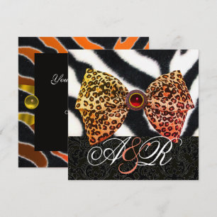 INVITATION FOURRURE DE ZÈBRE, NŒUD EN PEAU DE LÉOPARD, MONOGR