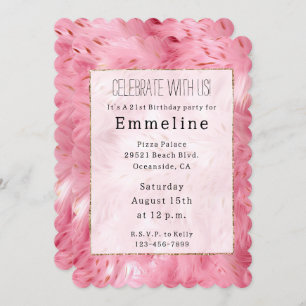 Invitation Fourrure Fille Rose Faux