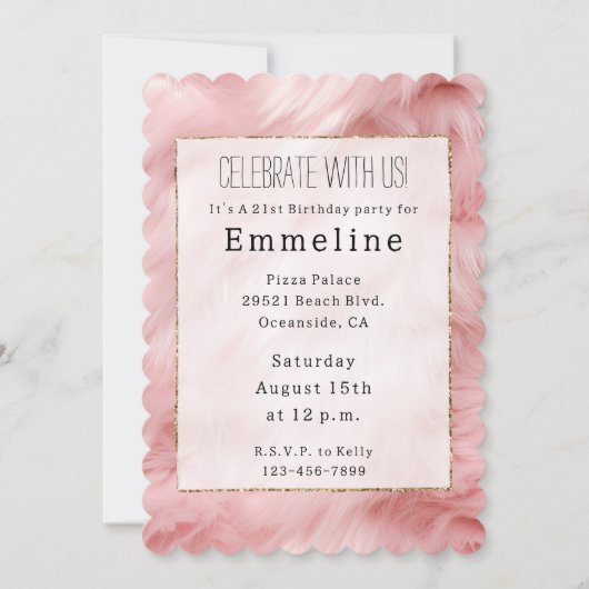 Invitation Fourrure rose pâle (Devant)