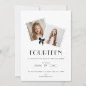 Invitation Fourteen black ribbon 14th birthday teens (Devant)