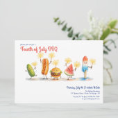 Invitation Fourth of July BBQ Mascots | Independence Day (Debout devant)