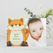 Invitation Fox Baby shower Bois animal (Debout devant)