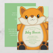 Invitation Fox Baby shower Green (Devant / Derrière)