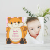 Invitation Fox Baby shower rose (Debout devant)