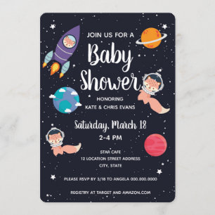 Invitation Fox Baby shower Space Navy Baby shower Galaxy
