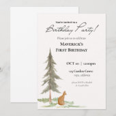 Invitation Fox Birthday Party (Devant / Derrière)