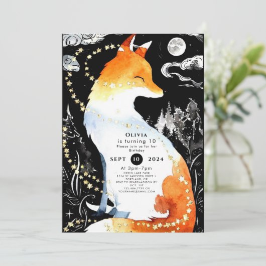 Invitation Fox Birthday Woods Whimsy (Debout devant)