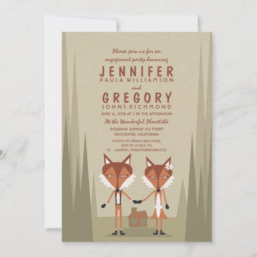 Invitation Fox Couple Woodland (Devant)