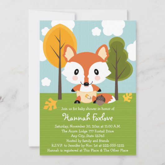 INVITATION FOX DANS LE BABY SHOWER DIAPER (Devant)