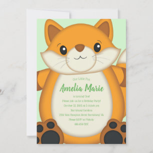 Invitation Fox fête d'anniversaire Green