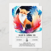 Invitation Fox Frolic dans les bois Anniversaire (Devant / Derrière)