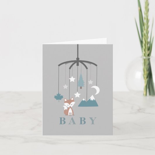 Invitation Fox Mobile Modern Boy Baby shower (Devant)