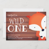 Invitation Fox Rustic Wood Wild Un premier anniversaire (Devant)