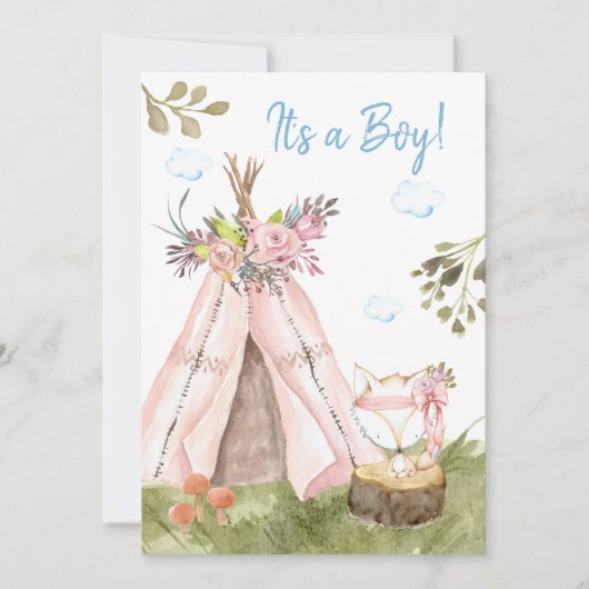 Invitation *~* Fox Teepee Tent Boho Woodland Forest Boy (Devant)