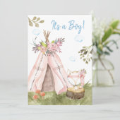 Invitation *~* Fox Teepee Tent Boho Woodland Forest Boy (Debout devant)