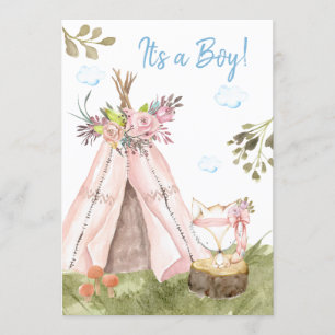 Invitation *~* Fox Teepee Tent Boho Woodland Forest Boy