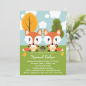 INVITATION FOX TWINS DANS LE BABY SHOWER DIAPER (Debout devant)