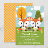 INVITATION FOX TWINS DANS LE BABY SHOWER DIAPER (Devant / Derrière)