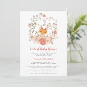 Invitation Fox Vintage Foliage Peach Baby shower virtuel (Debout devant)