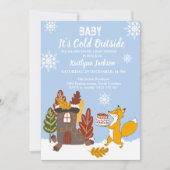 Invitation Fox Winter Baby shower Il fait froid dehors (Devant)