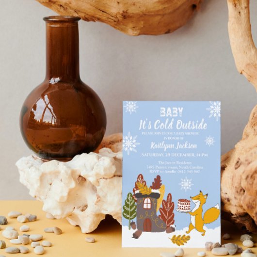Invitation Fox Winter Baby shower Il fait froid dehors