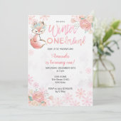 Invitation Fox Winter ONEderland Neige Anniversaire Invitatio (Debout devant)