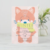 Invitation Fox Winter Onederland rose 1er anniversaire Invita (Debout devant)