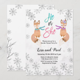 Invitation Fox Winter Silver sexe révéler l'invitation